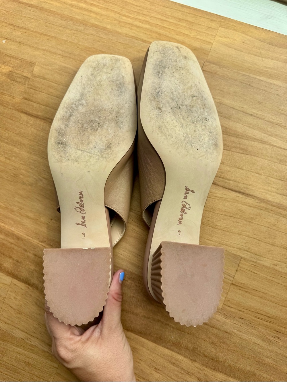 Sam Edelman (USED) Slingback Block Heel Pumps in Beige Nude Size 9 - Picture 11 of 13